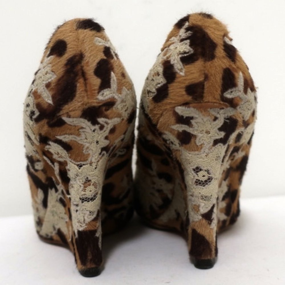 Valentino Wedge Pump Leopard Print Calf Hair Sz 37 - Picture 8 of 11